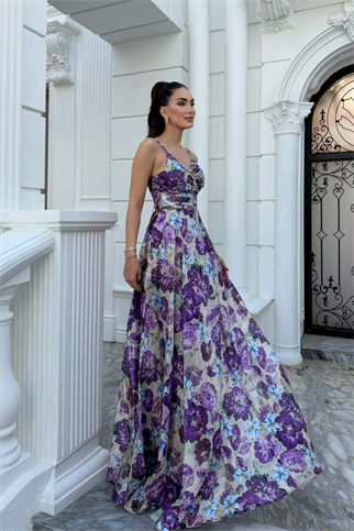 Feza Desenli Askı Detay Abiye 1093