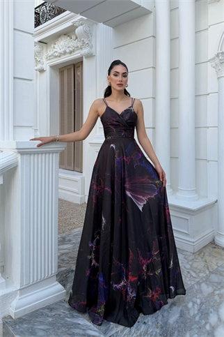 Feza Desenli Askı Detay Abiye 1093