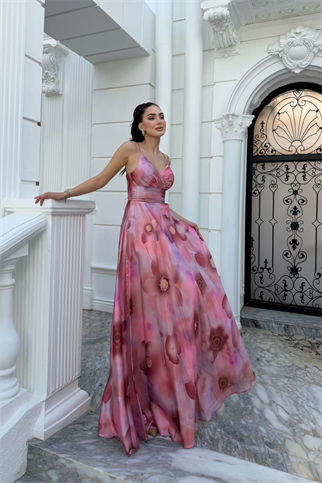 Feza Desenli Askı Detay Abiye 1093