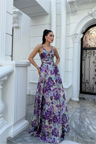 Feza Desenli Askı Detay Abiye 1093