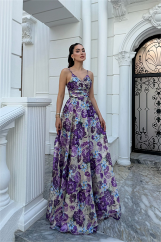 Feza Desenli Askı Detay Abiye 1093