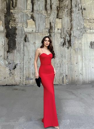 Francis Gloplu Yırtmaç Detay Abiye 2159 KIRMIZI