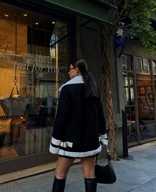 Frank Peluş Kaplama Süet Görünümlü Kaban 2396 SİYAH