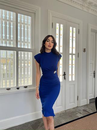 Garcia Yarım Boğazlı Drape Detaylı Kolsuz Elbise 45782 SAKS MAVİSİ