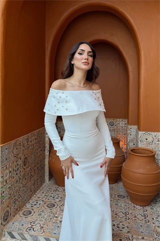 Göğüs Taş İşleme Madonna Yaka Abiye 1149