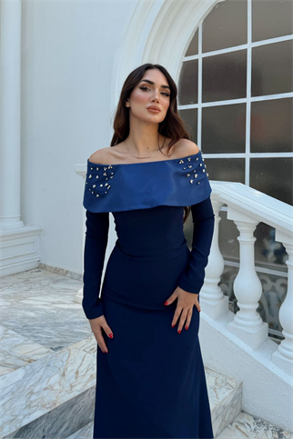 Göğüs Taş İşleme Madonna Yaka Abiye 1149
