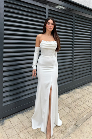 Gorria Straplez Ön Detay Abiye 1146