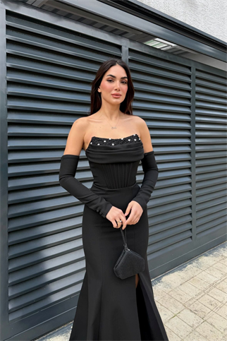 Gorria Straplez Ön Detay Abiye 1146