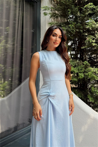Güneş Kolsuz Düğüm Detay Midi Elbise 2245