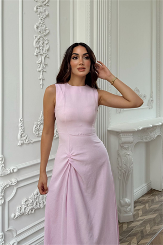 Güneş Kolsuz Düğüm Detay Midi Elbise 2245