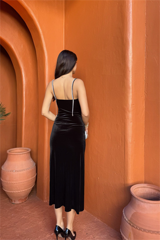 Haven Zincir Detaylı Midi Boy Elbise 9333 SİYAH