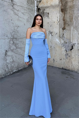 Helen Kol Detay Tasarım Abiye 45616 BEBE MAVİSİ