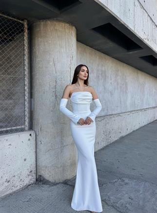 Helen Kol Detay Tasarım Abiye 45616 BEYAZ