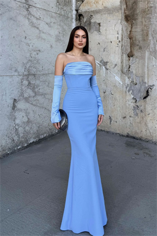Helen Kol Detay Tasarım Abiye 45616 BEBE MAVİSİ