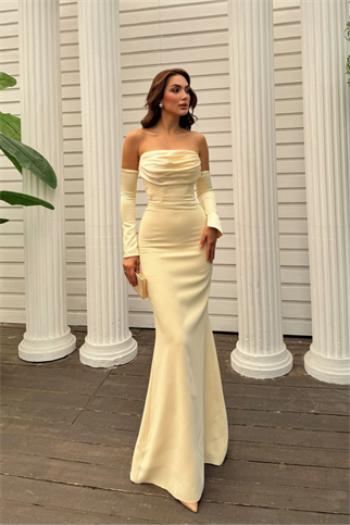 Helen Kol Detay Tasarım Abiye 45616 SARI