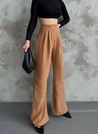 Huston Çift Düğme Detay İspanyol Pantolon 12201 TABA