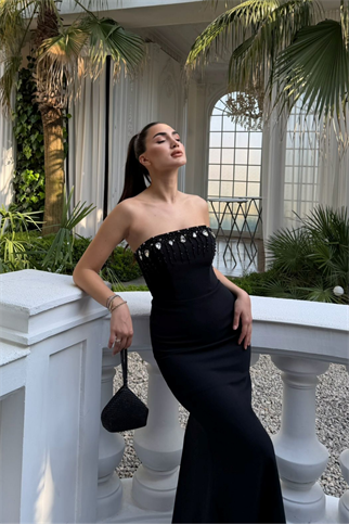Ayda Straplez Taş İşlemeli Abiye 1059