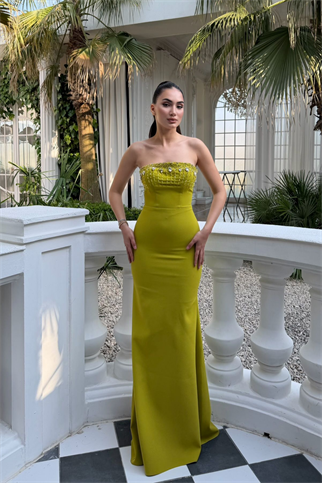 Ayda Straplez Taş İşlemeli Abiye 1059