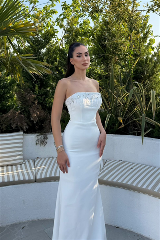 Ayda Straplez Taş İşlemeli Abiye 1059