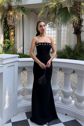 Ayda Straplez Taş İşlemeli Abiye 1059