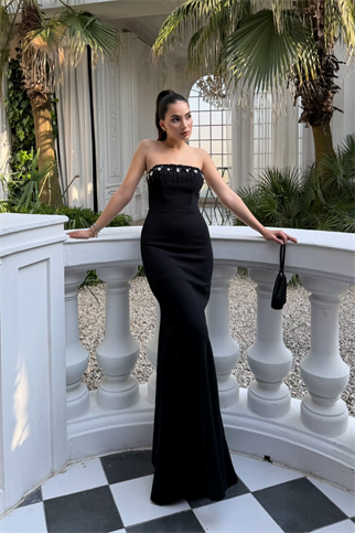 Ayda Straplez Taş İşlemeli Abiye 1059