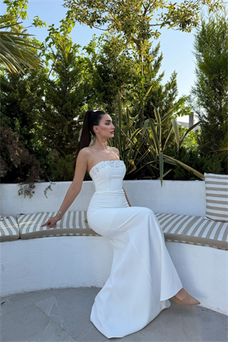 Ayda Straplez Taş İşlemeli Abiye 1059