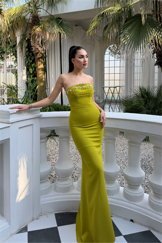 Ayda Straplez Taş İşlemeli Abiye 1059