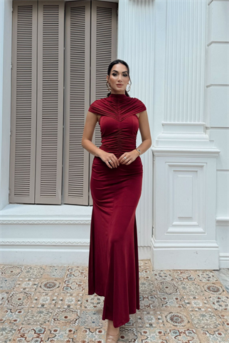 İmren Drapeli Tasarım Midi Elbise 6070
