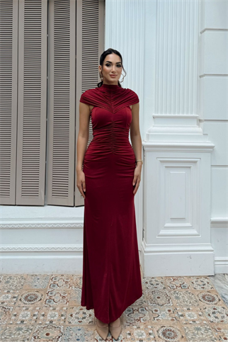İmren Drapeli Tasarım Midi Elbise 6070