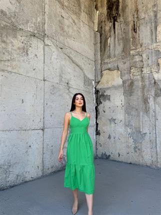 İp Askılı Arka Bağlamalı Midi Elbise 4212 YEŞİL