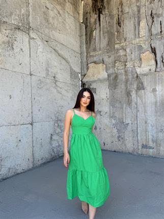 İp Askılı Arka Bağlamalı Midi Elbise 4212 YEŞİL