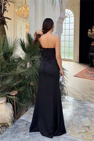 İsabel Straplez Detay Boncuklu Abiye 4995