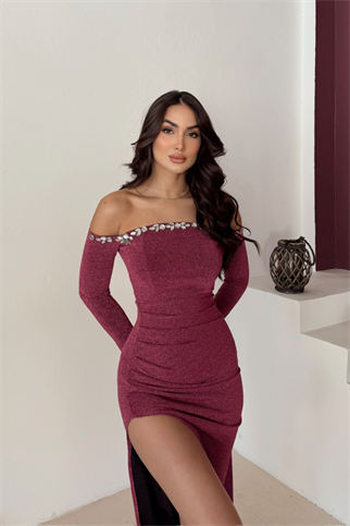 İzora Straplez Taş Detay Tasarım Abiye 583054 GÜL 