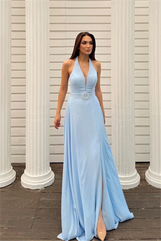 Jeremiah Kemer Detay Dekolteli Abiye 4734 BEBE MAVİSİ