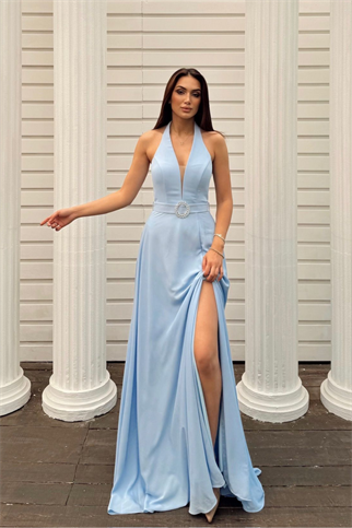 Jeremiah Kemer Detay Dekolteli Abiye 4734 BEBE MAVİSİ