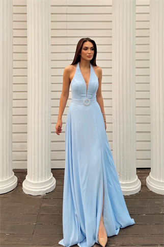 Jeremiah Kemer Detay Dekolteli Abiye 4734 BEBE MAVİSİ