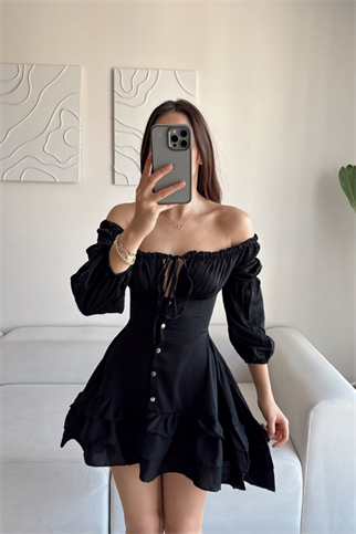 Jesica Kat Kat Elbise 8745 SİYAH