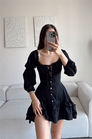 Jesica Kat Kat Elbise 8745 SİYAH