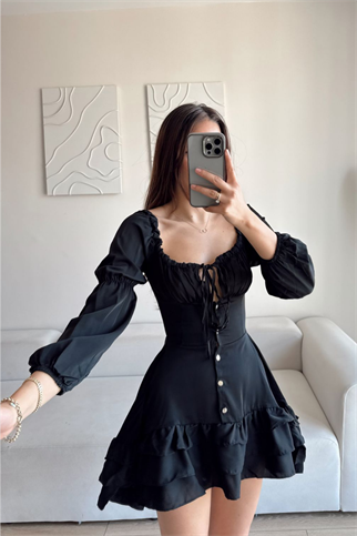 Jesica Kat Kat Elbise 8745 SİYAH