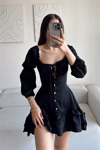 Jesica Kat Kat Elbise 8745 SİYAH