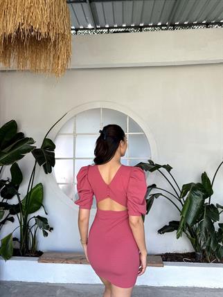 Joanne Karpuz Kol Mini Elbise 582540  GÜL RENGİ