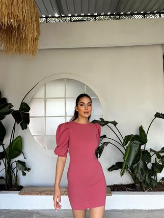 Joanne Karpuz Kol Mini Elbise 582540  GÜL RENGİ