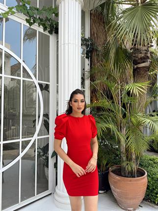 Joanne Karpuz Kol Mini Elbise 582540  KIRMIZI