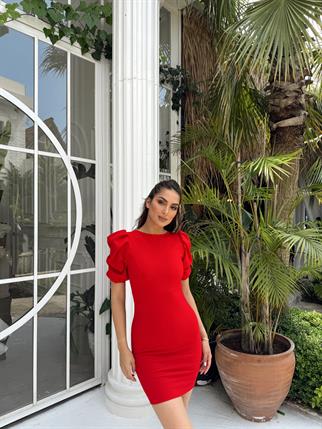 Joanne Karpuz Kol Mini Elbise 582540  KIRMIZI