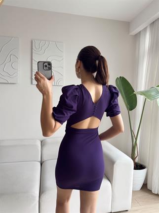 Joanne Karpuz Kol Mini Elbise 582540  MÜRDÜM