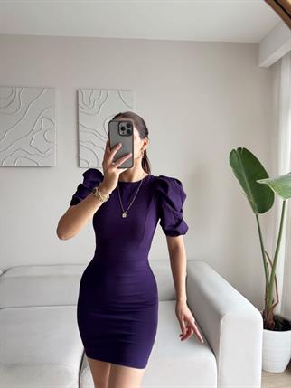 Joanne Karpuz Kol Mini Elbise 582540  MÜRDÜM