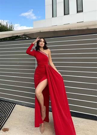 Keith Tek Kol Simli Abiye 583038 KIRMIZI