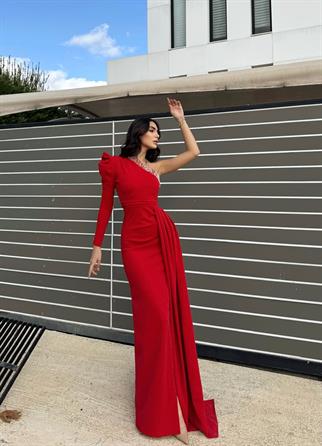 Keith Tek Kol Simli Abiye 583038 KIRMIZI