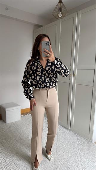Kety Ön Yırtmaçlı Pantolon 2047 TAŞ