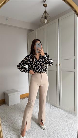 Kety Ön Yırtmaçlı Pantolon 2047 TAŞ